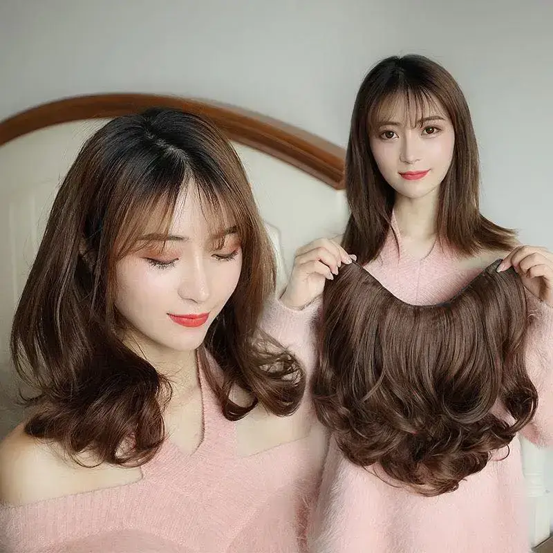tóc giả kẹp u xoăn lửng 35cm