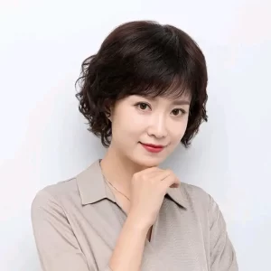 tóc giả nguyên đầu trung niên ngắn xoăn đuôi