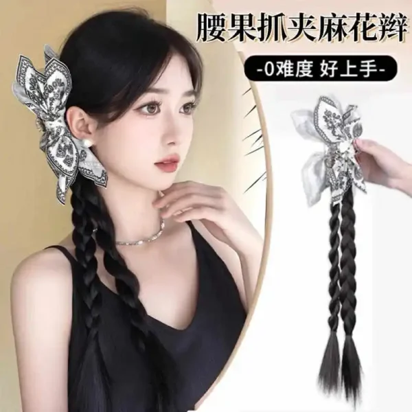 kẹp ngoạm tóc giả tết bím gắn băng đô