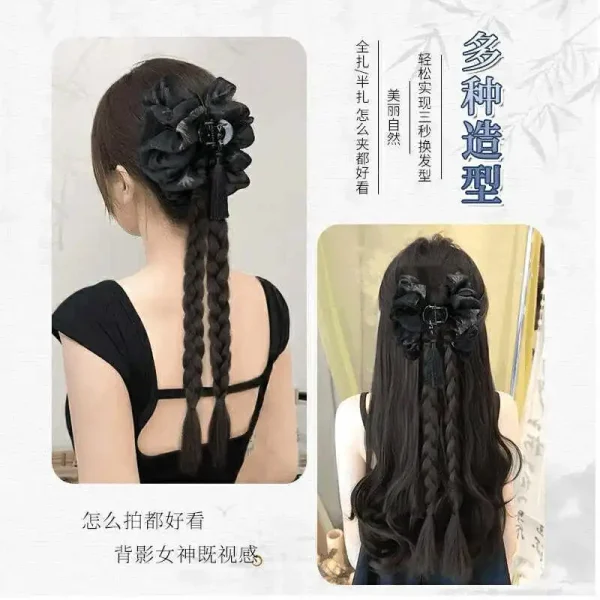kẹp ngoạm tóc giả tết bím gắn băng đô