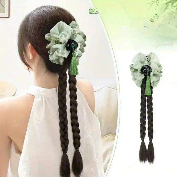 kẹp ngoạm tóc giả tết bím gắn băng đô