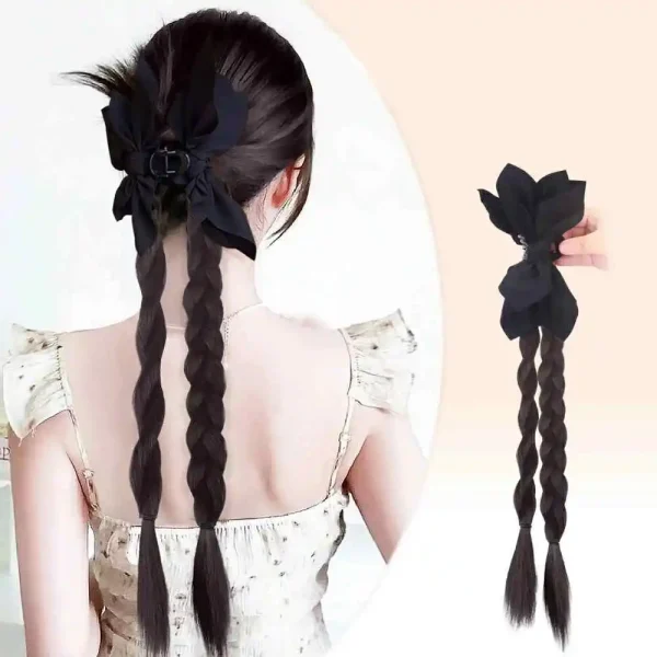 kẹp ngoạm tóc giả tết bím gắn nơ