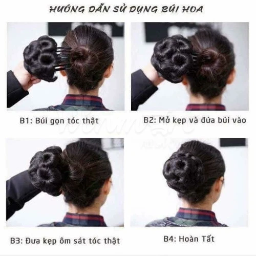 cách sử dụng búi tóc giả hoa trung niên 