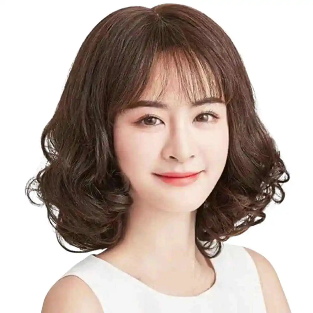 tóc giả ngắn xoăn trung niên