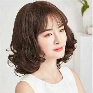 tóc giả ngắn xoăn trung niên có mái