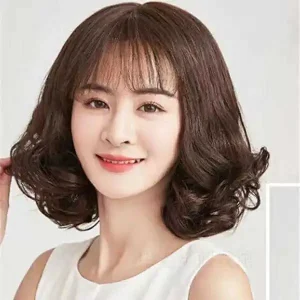 tóc giả ngắn xoăn trung niên có mái