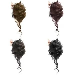 kẹp tóc búi giả nụ hoa tua rua