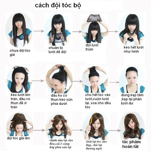 cách đội tóc giả nguyên đầu