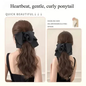 tóc giả ngoạm đuôi xoăn ngắn có gắn nơ