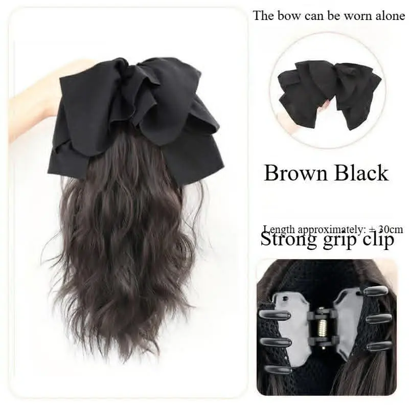 tóc giả ngoạm xoăn có gắn nơ 30cm