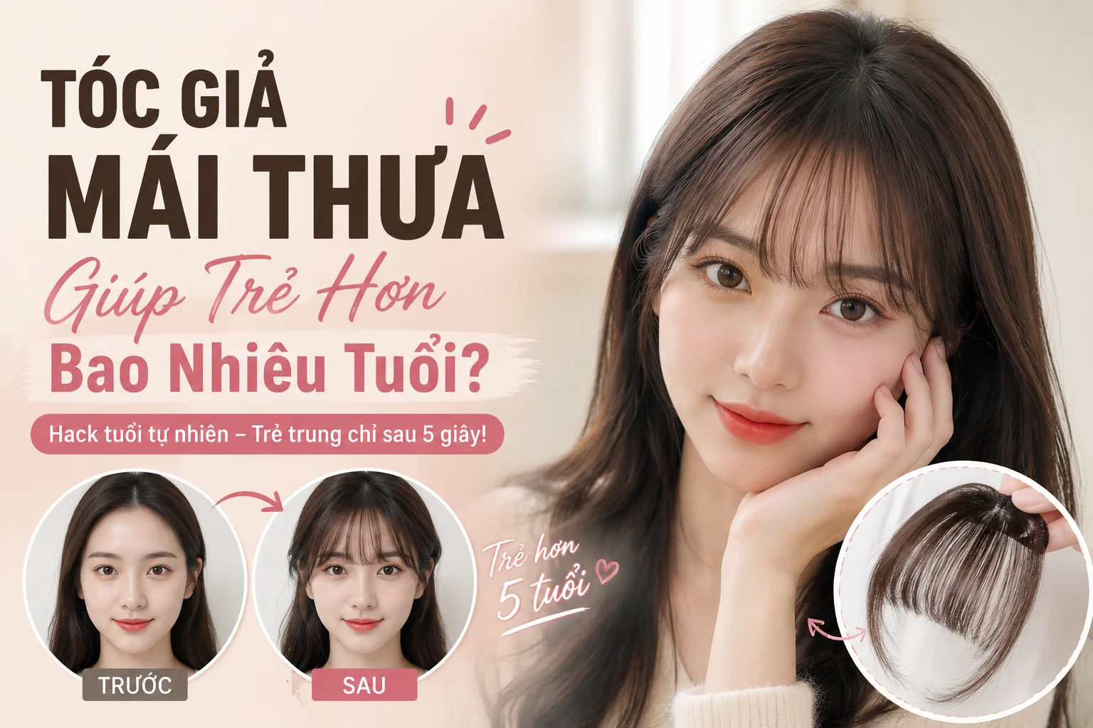 tóc giả mái thưa giúp trẻ hơn bao nhiêu tuổi